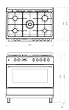 Ferre F9S60GF-BL-RETRO 90cm Gas Range Cooker With Double Turbo Fan & 6 Burner(1 Wok) Gas Hob - Black - Image 5