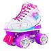 Crazy Skates Flash Roller Skates for Girls | Light Up Skates with Ultra Bright LED Lights and Flashing Lightning Bolt | White Patines (Size 4)