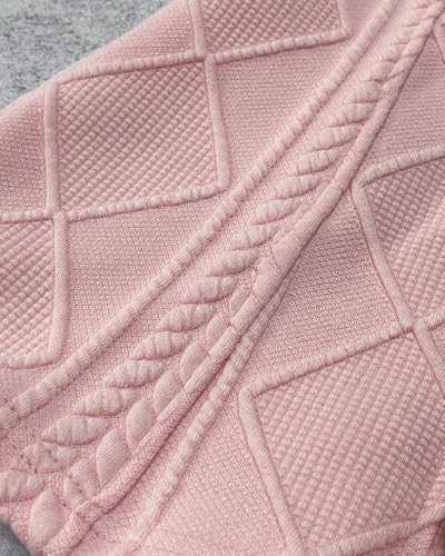 Image of CHICME Women's Argyle Cable Knit Cropped Jacket