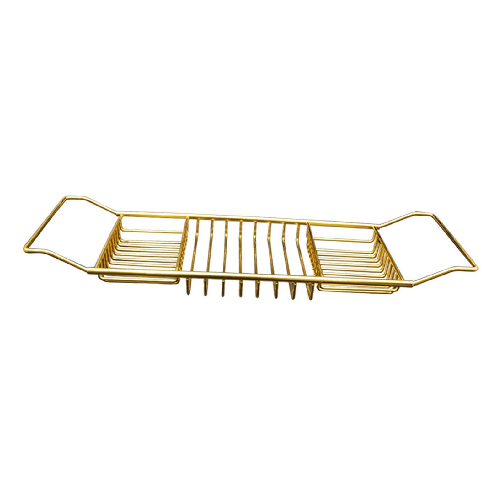 Baoblaze Vassoio per Vasca da Bagno Vassoio per Vasca da Bagno Semplice Antiscivolo Multifunzionale Supporto per Vasca da Bagno Scarico Mensola per Bagno per, Oro