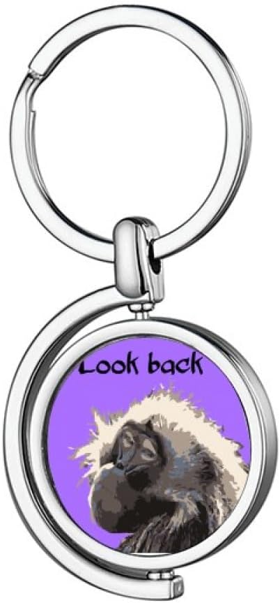 Primate Baboon Papio Rotating Keychain Metal Keyring Holder