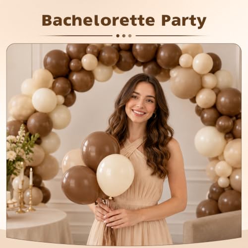 Image of Brown Balloons, 12 Inch Dark Coffee Neutral Latex Party Balloon 30 Pack | For Bear Baby Shower, Boho Birthday, Wedding, Western Party, Woodland Decor Neutral Balloon Arch Garlands.