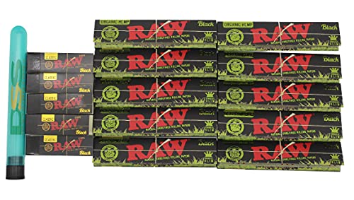 Raw Black Organic Rolling Papers King Size Slim- 10 Packs (32 Sheets per Pack) + Raw Black Tips & DSS Storage Tube Raw Black Organic Rolling Papers King Size Slim- 10 Packs (32 Sheets per Pack) + Raw Black Tips & DSS Storage Tube