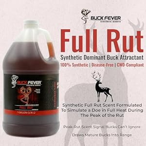 Buck-Fever-Full-Buck-Rut-Scent-1-Gallon-Blacktail-Mule-Whitetail-Deer-Attractant--Non-Spoiling-Synthetic-Deer-Scent-for-Mock-Scrapes-and-Ground-Scrapes--All-Season-Dominant-Buck-Hunting-Scents