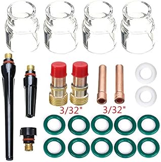 RX WELD 23PCS TIG Stubby Gas Lens 17GL332 3/32" & #12 Pyrex Cup