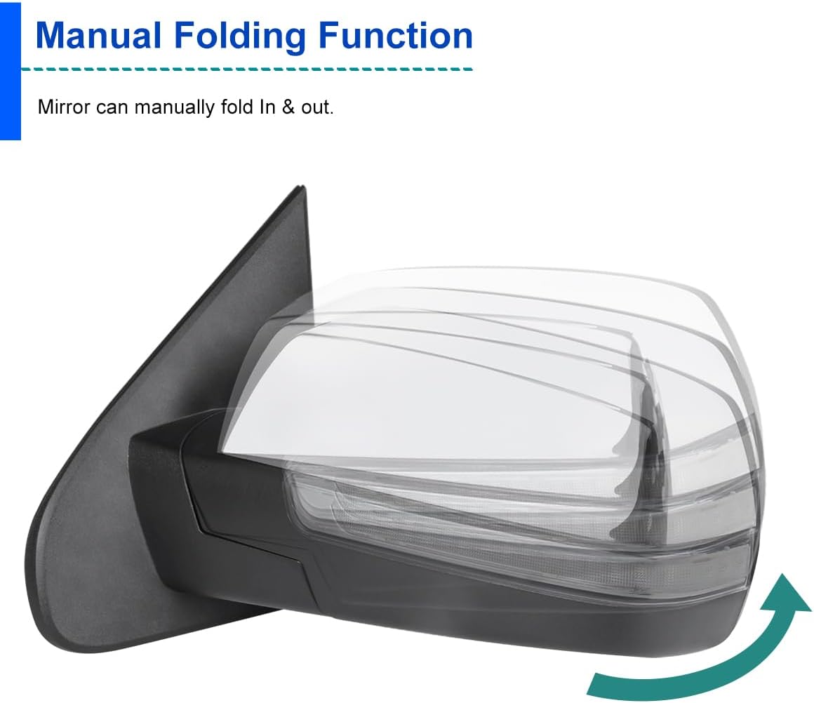 Spec-D Tuning Left Driver Side Chrome Power Folding Mirror w/LED Turn Signal Compatible with 2014-2018 Chevy Silverado, GMC Sierra