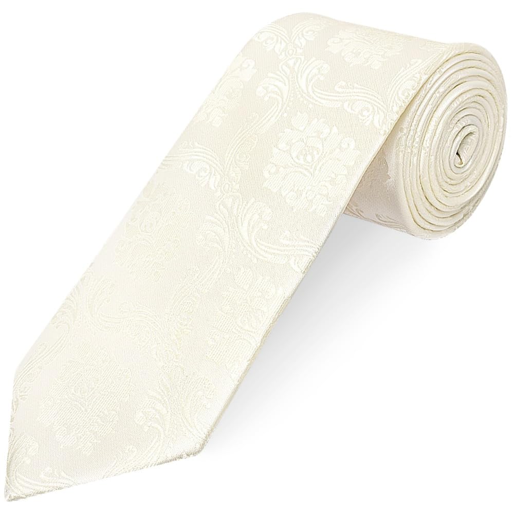 Ties R Us Men's Ivory Paisley Classic Tie