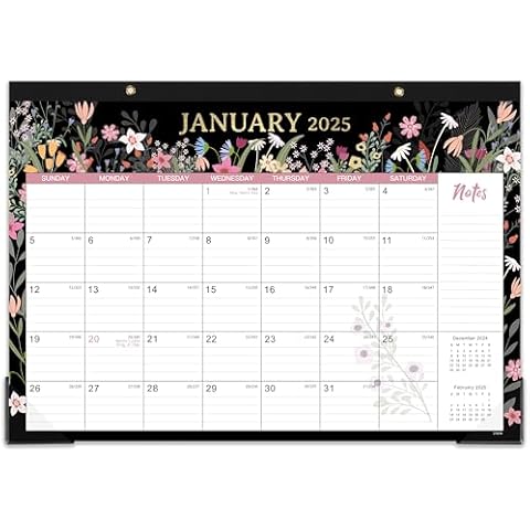 Desk Calendar 2025, 2025 Desk/Wall Calendar, January - December 2025 Calendar, 12'' x 17'', Calendar 2025 12 Month Large Ruled Blocks Cover