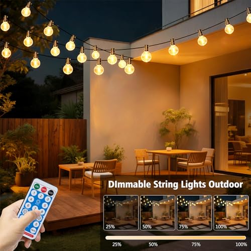 LED Lichterkette Aussen Solar, 10M Lichterketten 25 +2 G40 Glühbirnen Garten Beleuchtung mit Fernbedienung Timer Auto Ein/Aus Wasserdicht Lichterketten für Terrasse Hochzeit Balkon