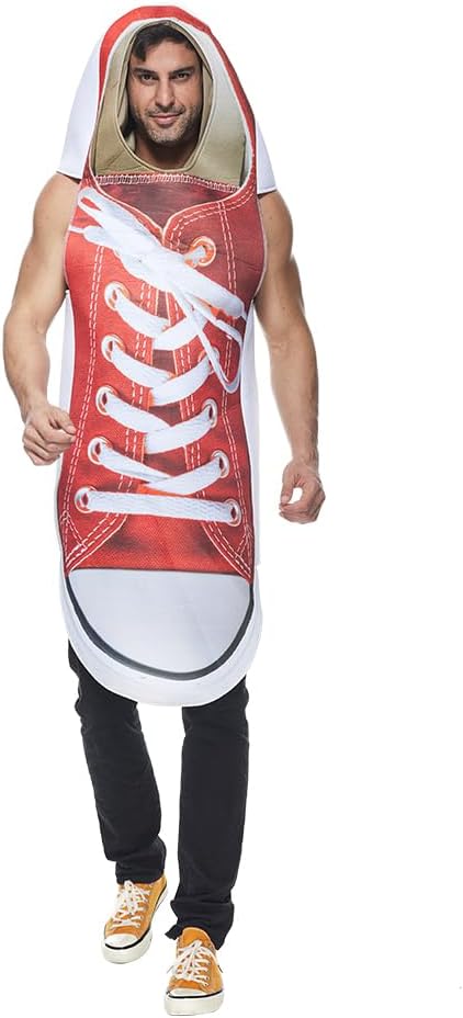 Funny Couple Sneakers 2 Pc Tunics Halloween Costume for Adult Red Canvas Shoes Cosplay Outfit - Image 3