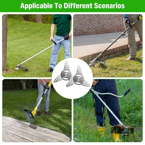 Image of HASTHIP 2Pcs Metal Lawn Mower, Mower Blade Replacement, Heavy Duty Metal Tri-Blade 3-Wing Porous Blades, Universal Rotary Mower Replacement Blades