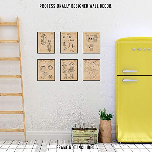 Vintage Cross Fit Patent Art Poster Prints, Set of 6 (8x10) Unframed Photos, Great Wall Art Decor Gifts Under 20 for Home, Office, Garage, Man Cave, Gym, Student, Teacher, Coach, Trainers, Fan