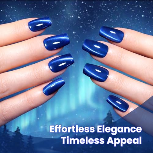 Image of beetles Gel Polish Navy Blue Cat Eye Gel Nail Polish - 15ML Glitter Gel Polish Magnetic Shimmer Effect Soak Off UV French Nail Art Design Salon DIY Manicure Gift for Women