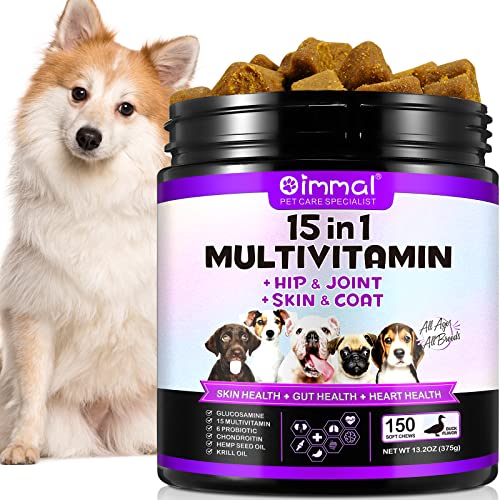 15-in-1 Dog Multivitamin Supplements with Glucosamine & Probiotics，Natural Daily Vitamins ...