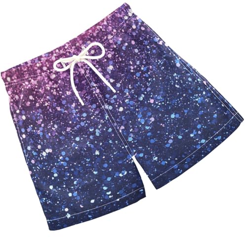 Pigsaly Boys Swim Trunks Bright Indigo Deep Purple Gradient Flashing Glitter Boys Board Shorts Swimsuit Swimwear 3T