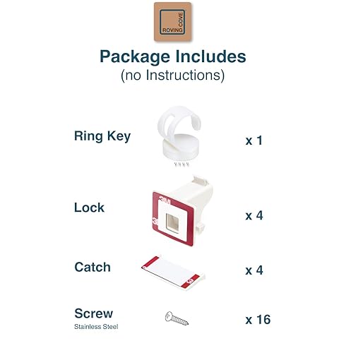 Miniatura 2 de RovingCove - Cerraduras magnéticas ergonómicas para bebé, 24 unidades, a prueba de niños, adhesivos, fácil de instalar con sistema de cinta de