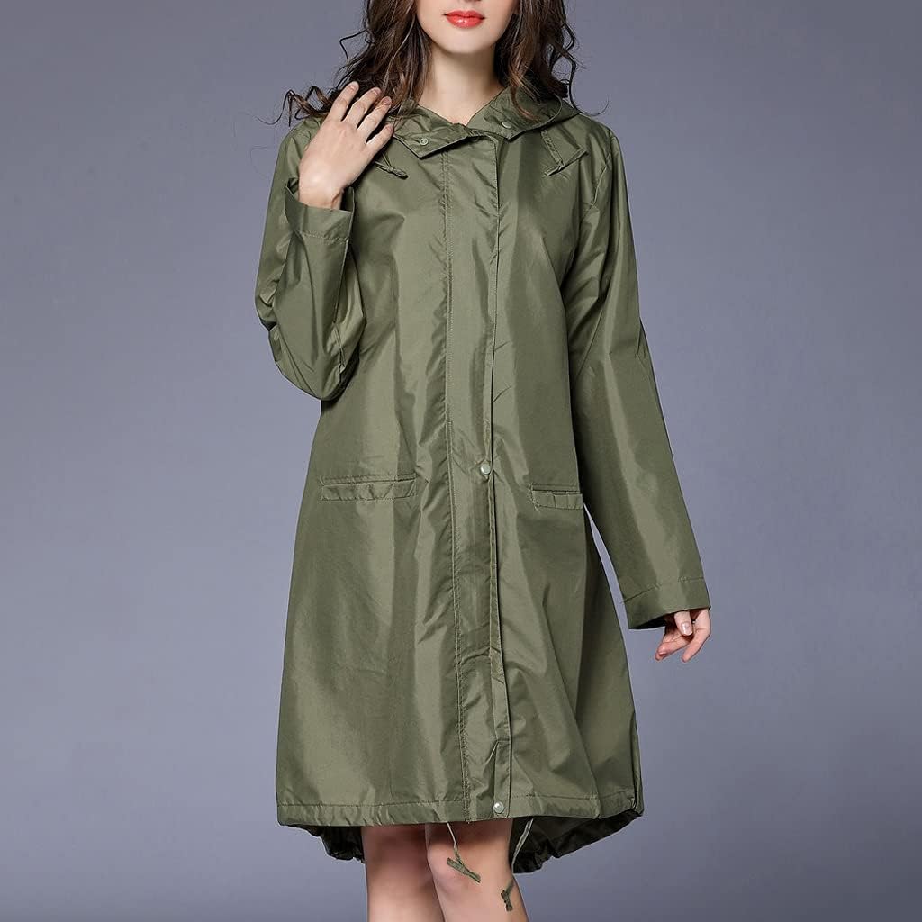 Raincoat Women Rain Coat Poncho Breathable Long Portable Water-Repellent Rainwear Jacket(XL Code)