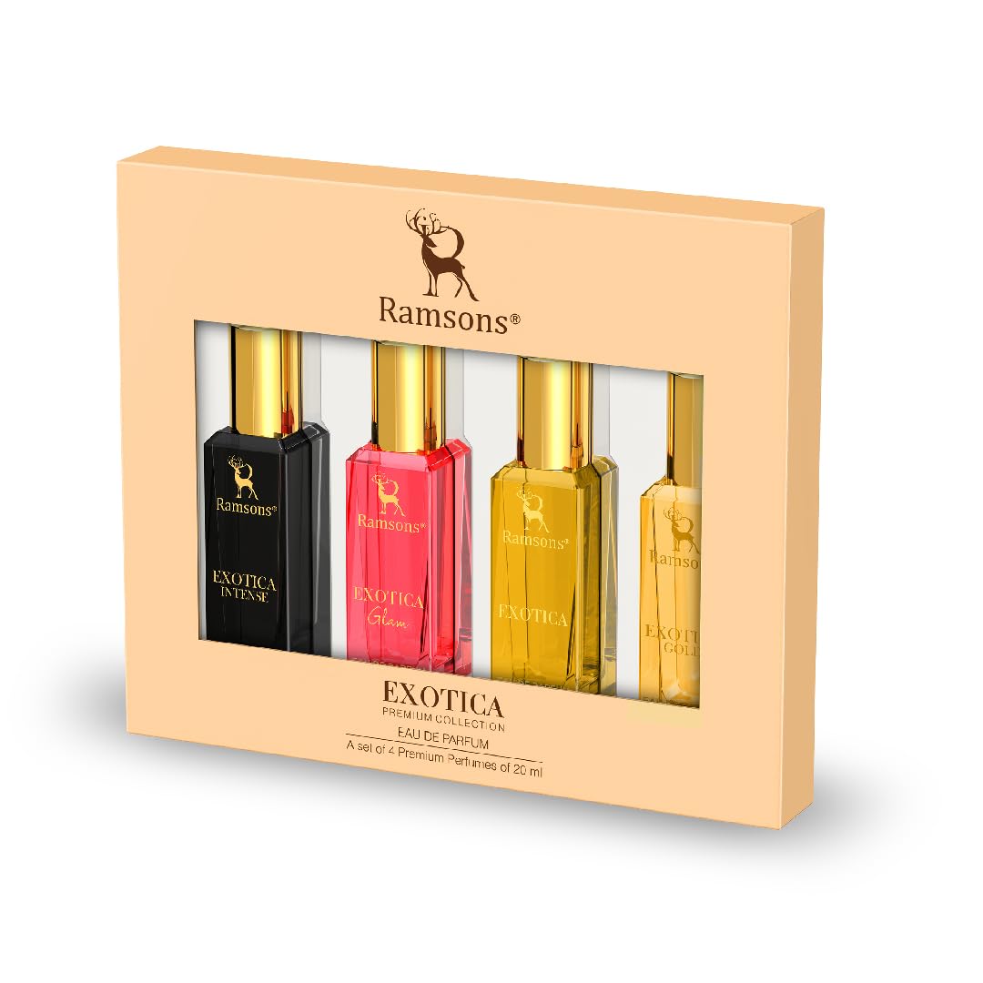 Ramsons Exotica Premium Collection - Pack of 4 (20ml Each) | Exotica Intense, Exotica Glam, Exotica & Exotica Gold Fragrance Combo for Women | Long-Lasting Refreshing Scents-image-41