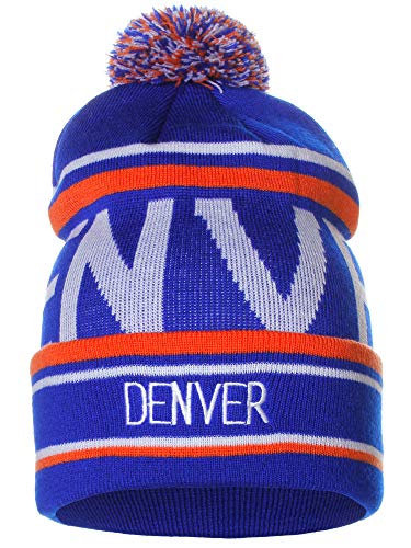 American Cities Denver Over Sized City Letters Pom Pom Knit Hat Cap Beanie