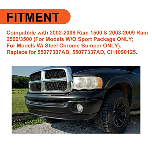 ECOTRIC Front Lower Bumper Valance Air Deflector Dams Compatible With Dodge 20022008 Ram 1500