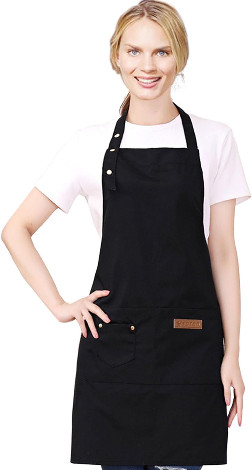 Kitchen Cooking Apron for Women Men with Big Pockets Canvas Waterproof Aprons for Server Pottery Artist Chef Apron