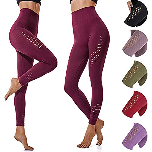 JGS1996 Women Seamless Gym Leggings Power Stretch High Waisted Yoga Pants Running Workout Tights Tummy Control