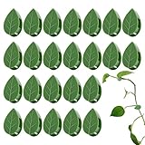 LUCKJUJU 60 Pcs Plant Climbing Wall Fixture Clips Self-Adhesive Hook Vines Traction Clips Invisible Holder Garden Green Leaf Simulation Self-Adhesive Hook Wire Fixing Supporting