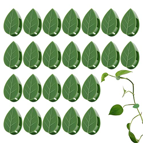 LUCKJUJU 60 Pcs Plant Climbing Wall Fixture Clips Self-Adhesive Hook Vines Traction Clips Invisible Holder Garden Green Leaf Simulation Self-Adhesive Hook Wire Fixing Supporting