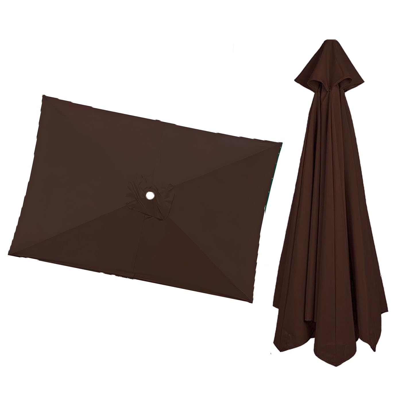 Garden Umbrella Replacement Cloth Parasol Canopy Cover 2.0/2.5/2.7/3.0m Replacement Parasol Fabric Cover For Market Beach(Brown,3.0 m x 3.0 m)