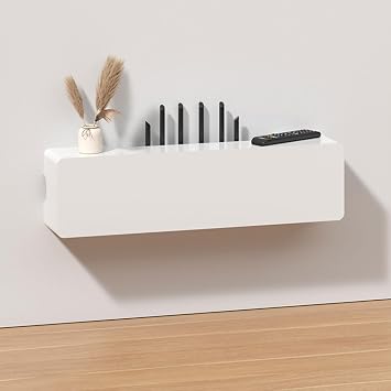 Wall-Mounted Multimedia Bracket Floating Shelves Entertainment Center TV Stands Audio/Video Hutch Electronics Shelf for TV Components Storage Cabinet Wall Socket Shielding Box Media Console