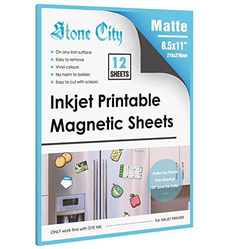 Stone City Printable Magnetic Sheets 8.5x11 Inch, 12 Sheets Matte...