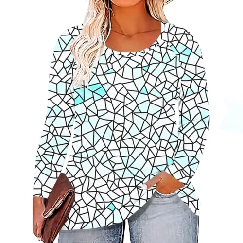 biqikav Womens Long Sleeve Tops Heart Print Casual Tunic Shirts