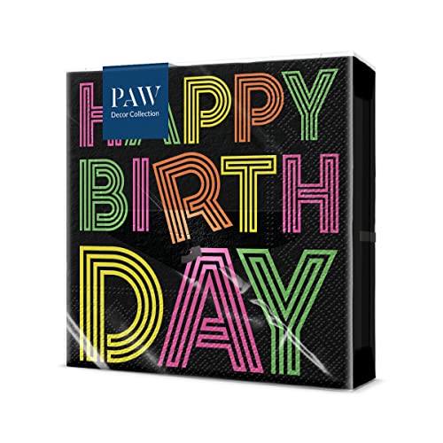 PAW Decor Collection Serviettes de table en papier 3 plis 33x33 cm. 20 pcs. Décoration table. Parfait une fête d'anniversaire ! d'anniversaire. Des couleurs qui comblent l'œil. 61661