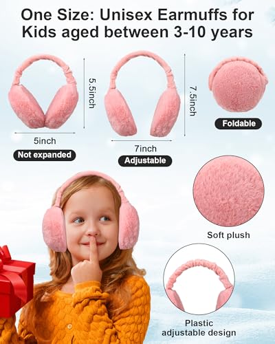 Suhine 12 Pcs Winter Soft Kid Hat Scarf Gloves Earmuffs Set Knit Hat and Gloves Neck Warmer Plush Ear Muffs for Kid Aged 3-103