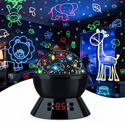 Night Light for Kids Animal Light Projector for Bedroom Baby Ceiling Light Star Projector with Timer Rotating Animal Night Light Gifts for Girls Boys Kids Room Decor