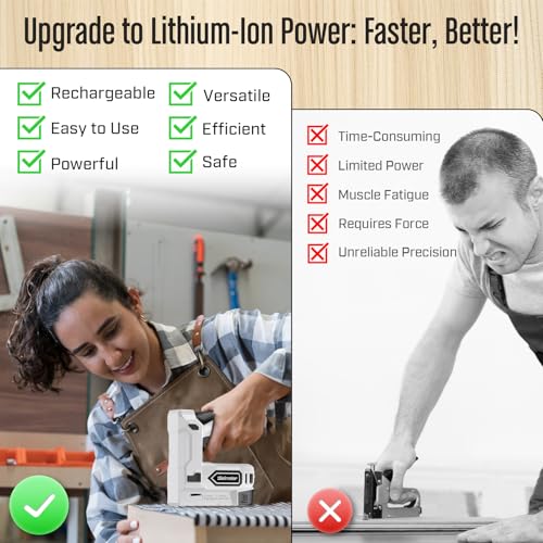 Image of Bielmeier Electric Staple Gun, 2 in 1 Lithium-ion Electric Stapler, 4V Cordless Brad Nailer Kit with Staples Nails, USB Charger, Power Tacker for Upholstery, Material Repair, Carpentry, DIY