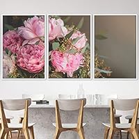 3 Piece Framed Canvas Wall Art Pink Blossom Canvas Prints Home Artwork Decoration for Living Room,Bedroom - 16