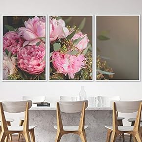 signwin 3 Piece Framed Canvas Wall Art Pink...