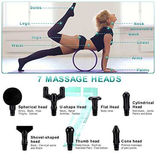 Muscle Massage Gun, O-CONN Deep Tissue Massage Gun, Electric Handheld Percussion Massager for Back, Neck, Shoulder, Arms, Impact Device with 6 Adjustable Speed and 8 Interchangeable Heads… - Thumbnail 7