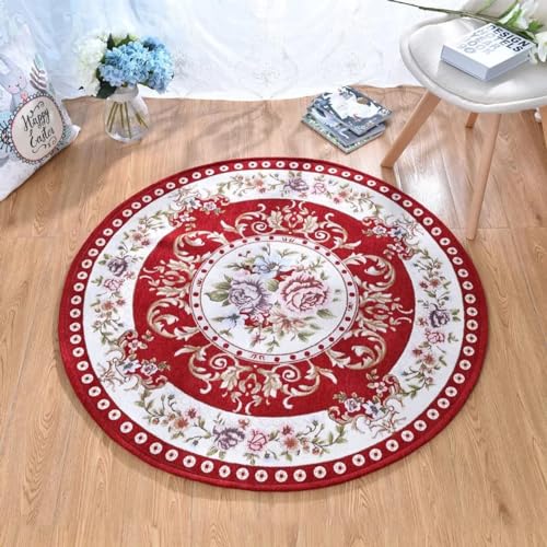 Tapete redondo floral 160 cm antideslizante lavable miniatura 4