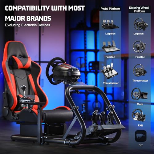 Marada Racing Stand Simulator with Red Racing Seat Adjustable Fit for Logitech G25 G27 G29 G920, Thrustmaster T80 T150，Fanatec Wheel, Pedals,and Shifter Not Included - Thumbnail 3