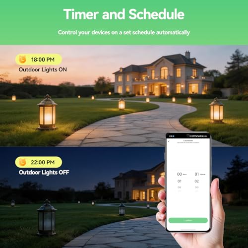 BSEED Gniazdko zewnętrzne, inteligentne gniazdko WiFi z funkcją sterowania głosem i zegarem z funkcją timera, do ogrodu, na taras, balkon, do pracy z Alexa/Google Home, wodoszczelność IP44, 1 sztuka