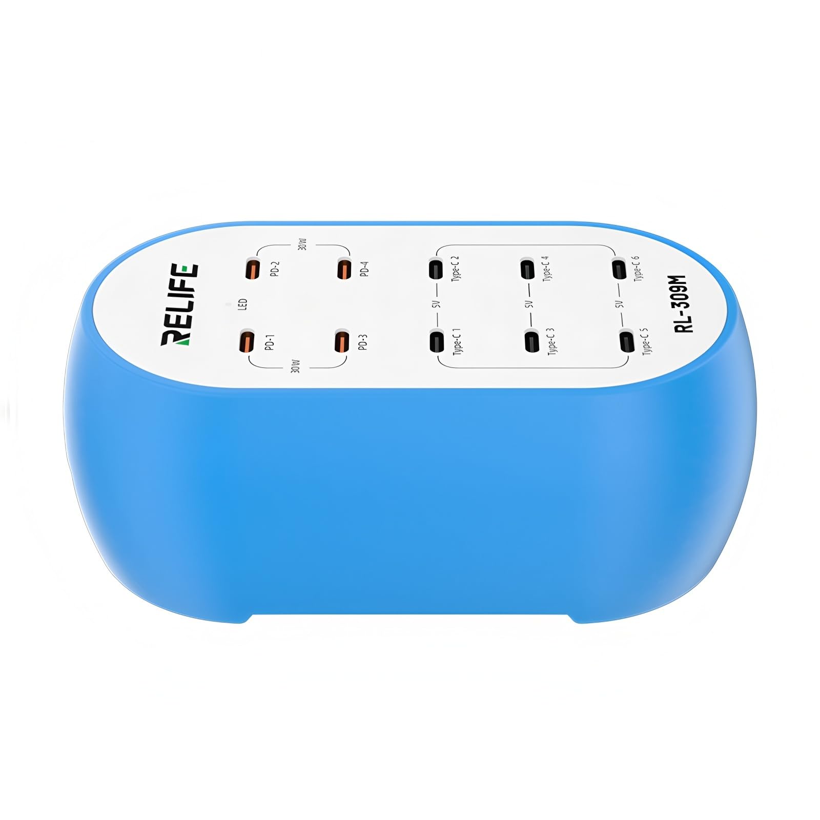 Cargador rápido de 10 puertos tipo-C con tecnología inteligente de 72W