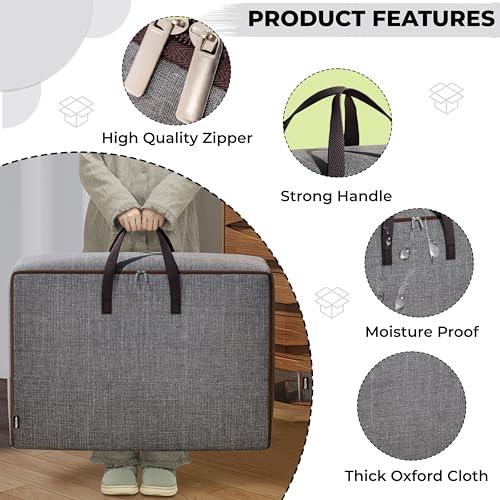 Image of Kraptick Cloth Organiser for Storage, Storage Bag for Clothes, Under Bed Storage Bag, Wardrobe Bags for Clothes Storage, Organiser Box for Cloth (Light Grey) (50cmX35cmX20cm)