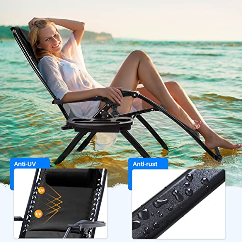 Ezcheer Padded Zero Gravity Chair Oversized With Foot Rest Cushion, Support 400 Lbs Patio Beach Lounge Chair, Camping Lawn Outdoor Recliner With Cup Holder #TOP4