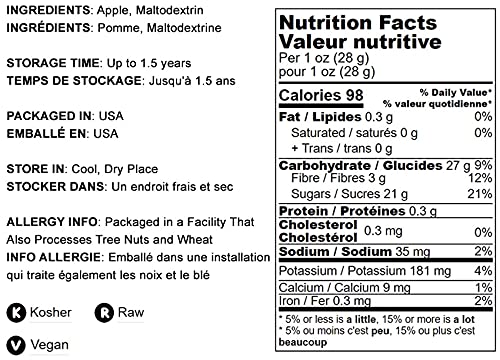 Apple Powder, 12 Ounces - Unsulfured, Made from Raw Dried Fruit, Vegan, Bulk, Great for Juices, Smoothies, Yogurts, and Instant Breakfast Drinks, No Added Sugar, No Sulphites