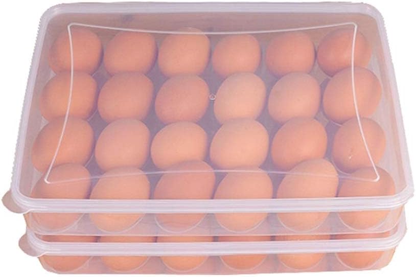 Egg Tray, Lockable Lid Refrigerator Storage Box Keep Fresh Duck Hen Poultry Egg Holder (Color : 2 Pieces)