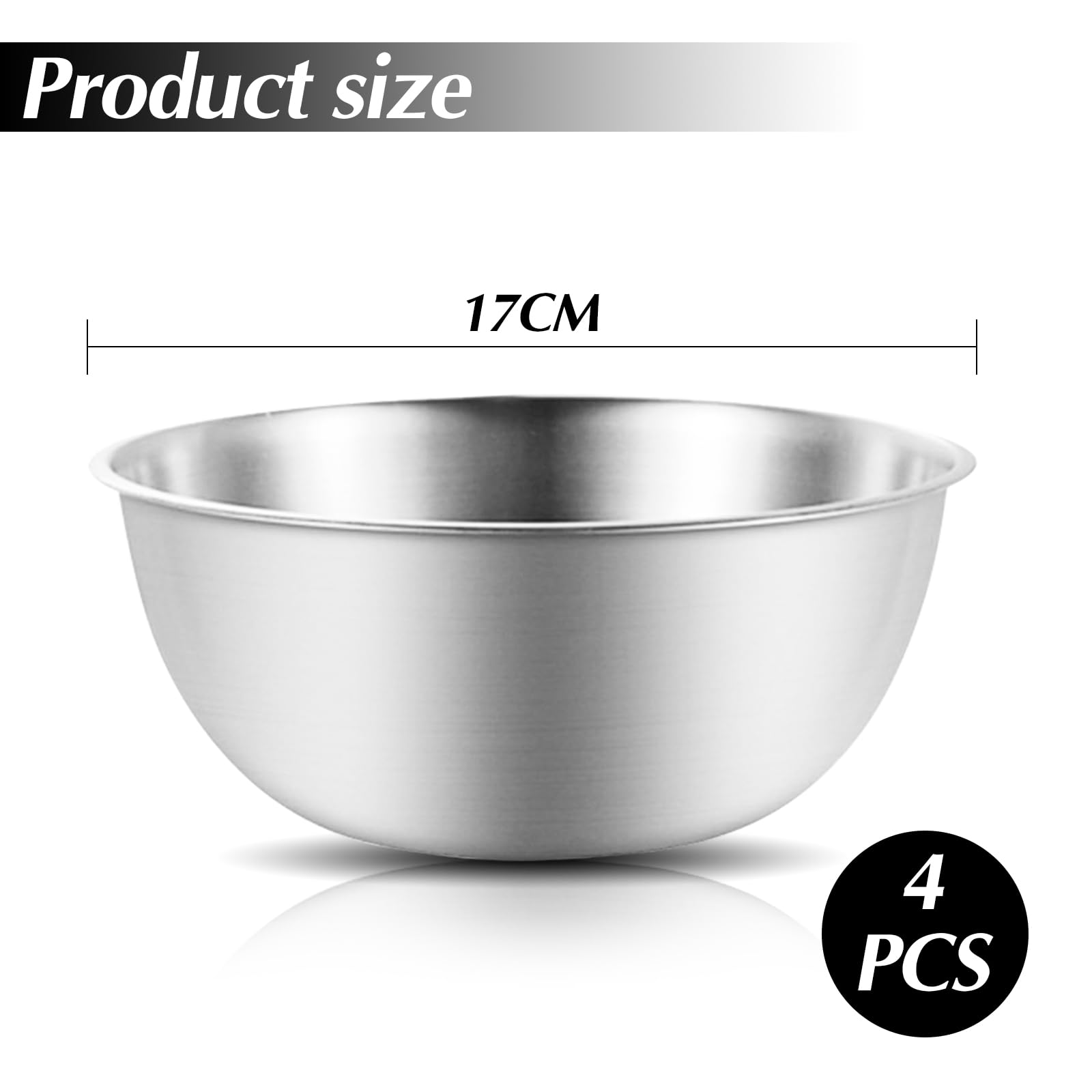 Zestaw Misek ze Stali Nierdzewnej, 6 Sztuk Ø 17 cm Możliwość Układania w Stos Metalowe Miski Wysokiej Jakości Miski ze Stali Nierdzewnej Nadają Się do Mycia w Zmywarce do Sałatek, Srebrny