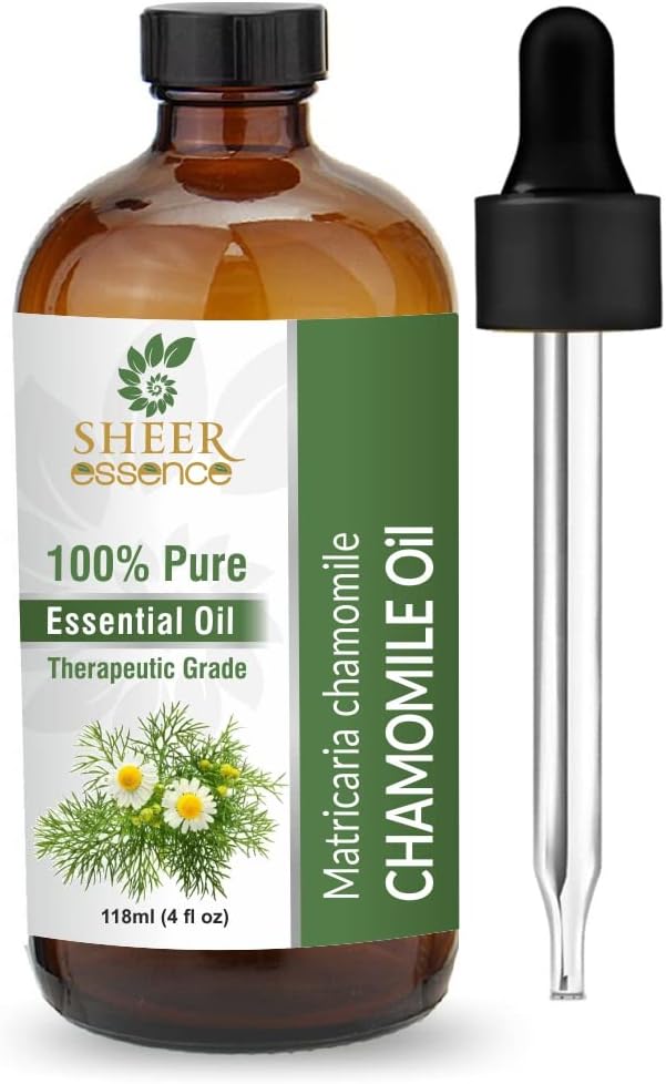 Essential Oils 4oz - 100% Pure and Natural - Therapeutic Grade Oil - Huge 4 Fluid Ounces Bottle with Premium Glass Dropper (Chamomile Oil)