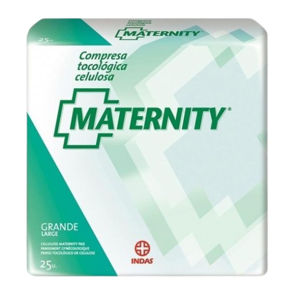 Pack Ahorro x8 Indas Compresas Tocológicas Maternity de Celulosa | 8 bolsas de 25 Compresas Cada Una | Total 200 Compresas